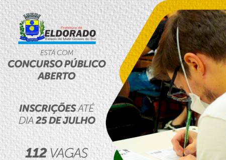 Prefeitura de Eldorado abre concurso público com inscrições até dia 25 de julho