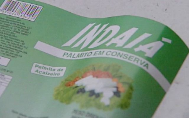 Rótulo dos palmitos Indaiá, produzido pela Delta Agro Industrial de Ribeirão Preto - Foto: Reprodução/EPTV/Arquivo