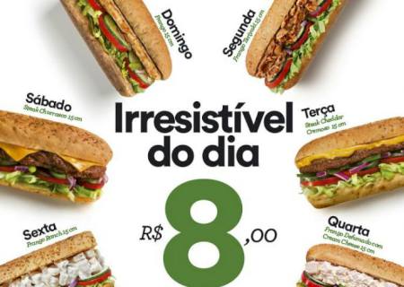 Mês de julho, irresistível do dia no Subway de Nova Andradina por R$ 8