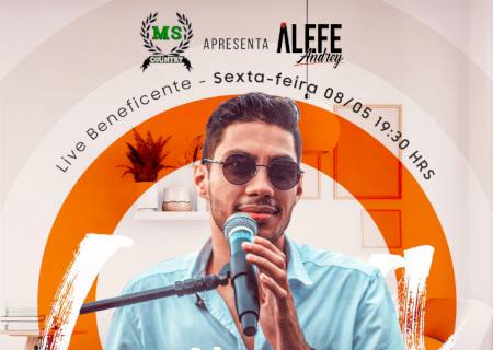 Álefe Andrey fará live beneficente para Hospital do Amor de Nova Andradina nesta sexta