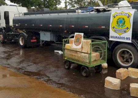 PRF e PF apreendem 5,2 ton de maconha em caminhão tanque em Caarapó