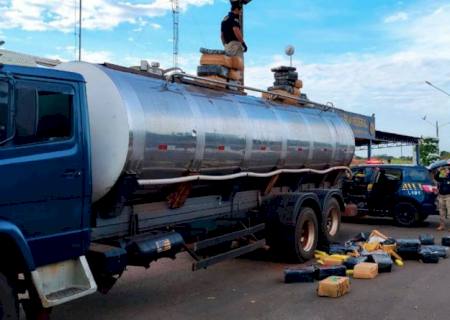 PRF apreende 2,6 toneladas de maconha em caminhão tanque
