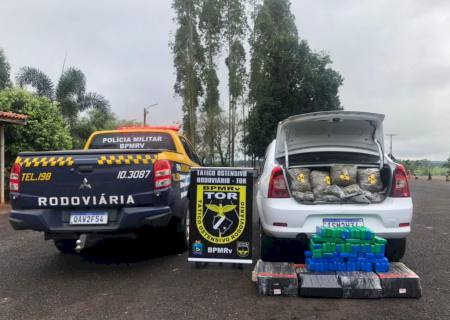Polícia Militar Rodoviária apreende carro com drogas após perseguição em Amambai