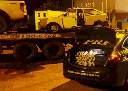 PRF apreende carga de maconha com motorista envolvido em acidente em Três Lagoas
