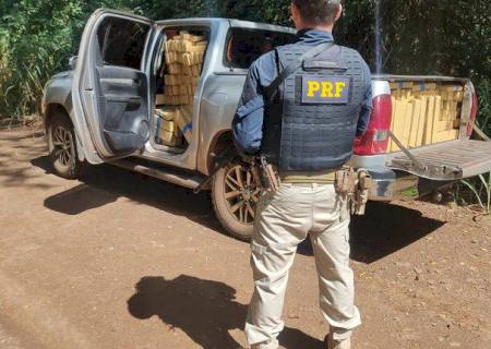 PRF apreende Hilux furtada e carregada com 1,6 tonelada de maconha em Jardim