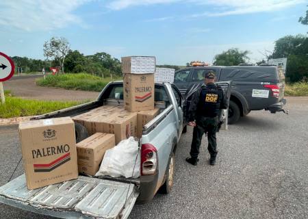 DOF apreende picape com mais de 500 pacotes de cigarros contrabandeados na MS-270