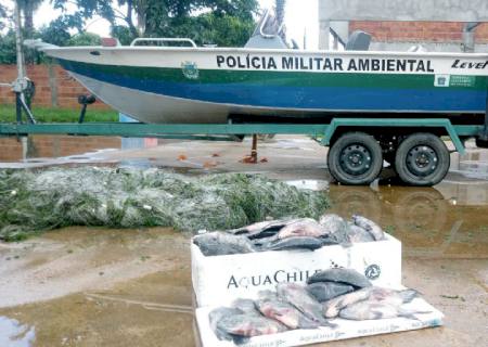 Polícia Ambiental de Três Lagoas apreende redes e pescado no rio Paraná