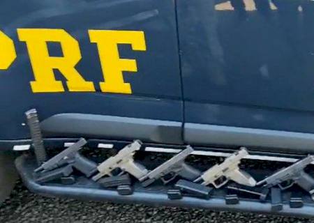 Ação conjunta da PRF e SIG apreende pistolas e carregadores em Dourados
