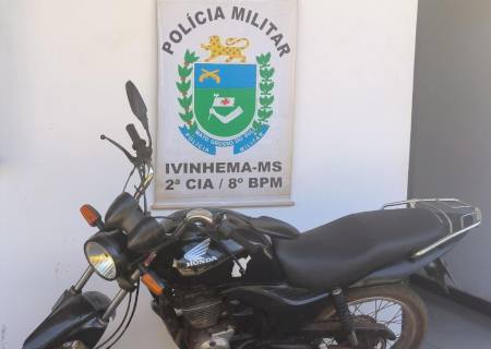 Motocicleta com registro de apropriação indébita é recuperada pela Polícia Militar em Ivinhema