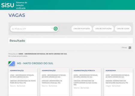 Confira as vagas da UEMS no Sisu