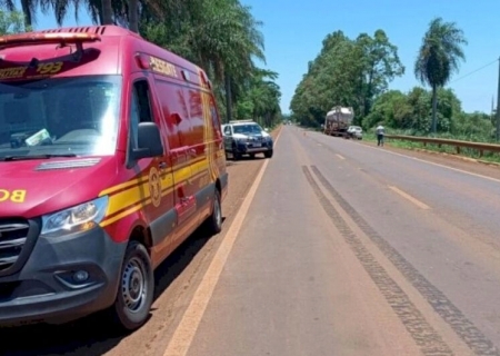 Pedestre morre atropelado por caminhão na BR-376 entre Dourados e Fátima do Sul