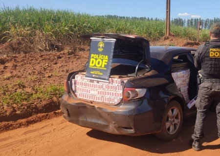 Corolla carregado com cigarros contrabandeados é apreendido pelo DOF em Rio Brilhante