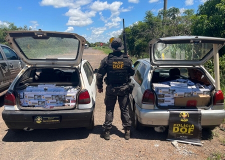 Dois carros carregados com cigarros são apreendidos pelo DOF em Anaurilândia