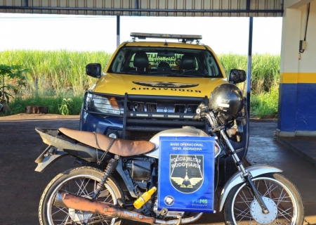 Polícia Militar Rodoviária apreende moto adulterada na MS-134