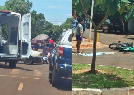 Ciclista fica ferida em colisão com carro guiado por homem sem habilitação em Batayporã