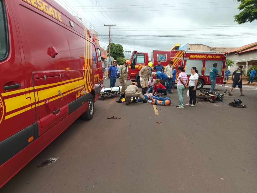 Motociclista fica ferido em colisão com carro em Ivinhema