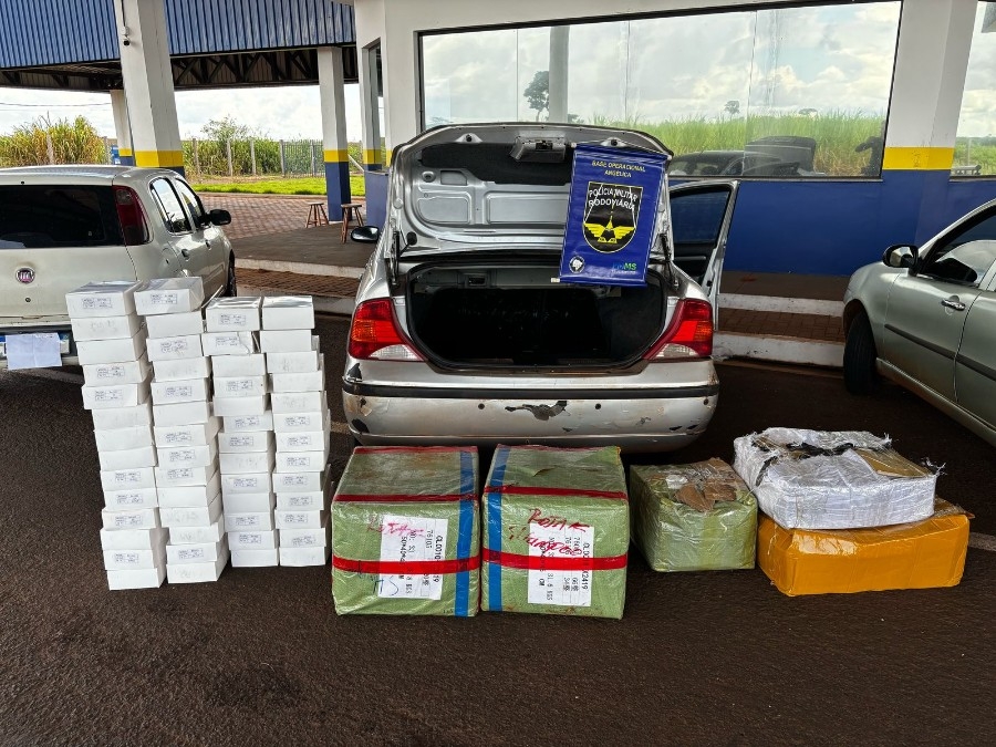 Polícia Militar Rodoviária apreende três veículos abarrotados de produtos oriundos do Paraguai na MS-145