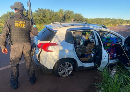 Traficante colide e abandona carro com quase uma tonelada de maconha em Maracaju
