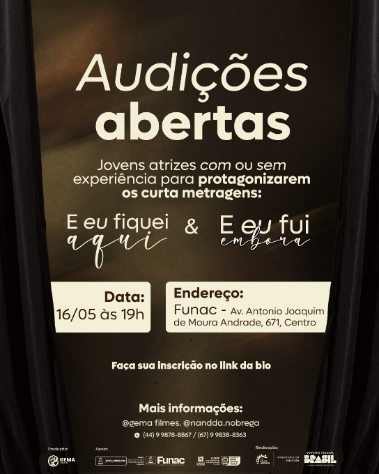 Gema Filmes abre audições para protagonizar curtas-metragens “E eu fiquei aqui” e “E eu fui embora”