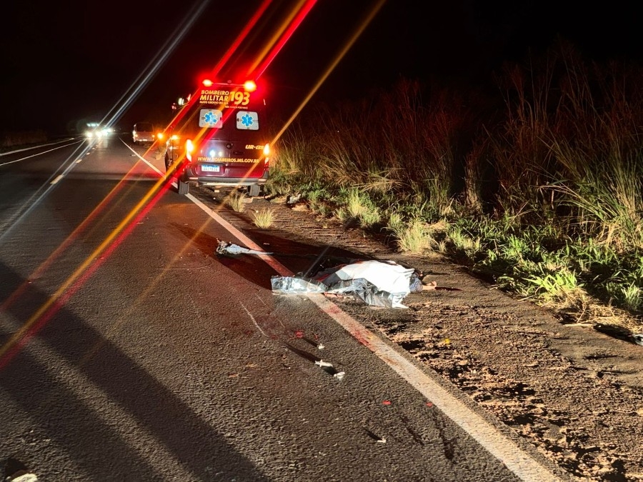 Ciclista morre atropelado na MS-134 em Nova Andradina e motorista foge sem prestar socorro