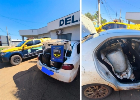 PMR apreende carro transportando 350 litros de combustível em Angélica