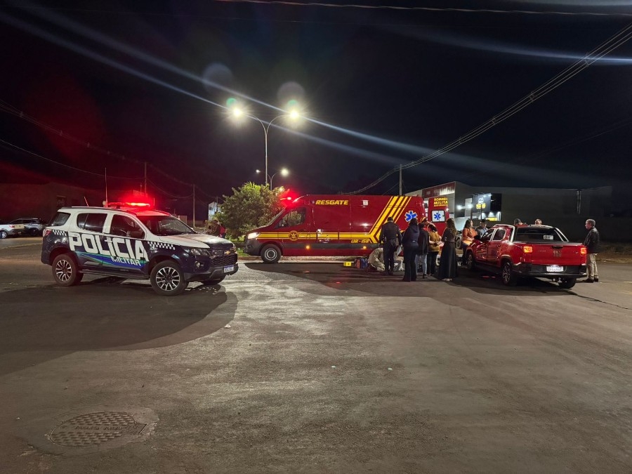 Motociclista fica ferido ao colidir em picape em cruzamento palco de vários acidentes no Jardim Universitário