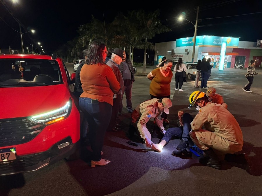 Motociclista fica ferido ao colidir em picape em cruzamento palco de vários acidentes no Jardim Universitário