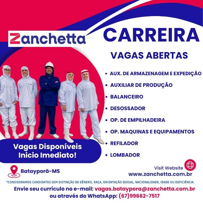 Frigorífico Zanchetta oferece vagas de emprego em Batayporã