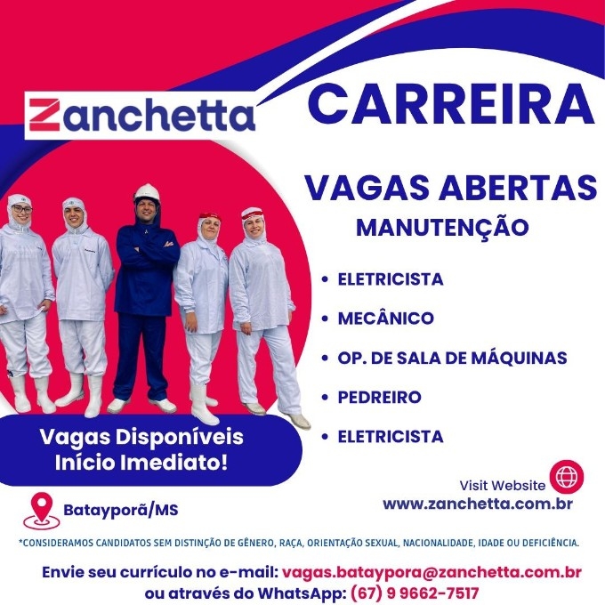 Frigorífico Zanchetta oferece vagas de emprego em Batayporã