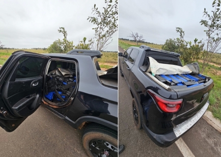 Motor de Toro funde e traficante abandona carga de 1,1 tonelada de maconha em Água Clara