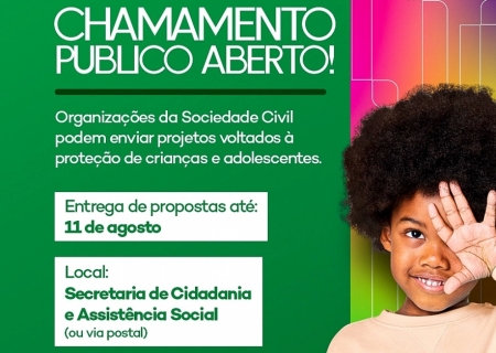 Prefeitura abre chamamento público para seleção de projetos voltados à infância e adolescência