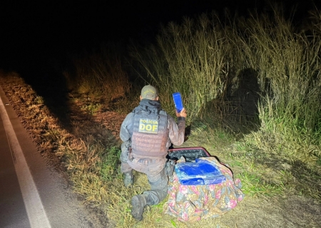 Traficante abandona mala cheia de maconha ao fugir do DOF em Tacuru