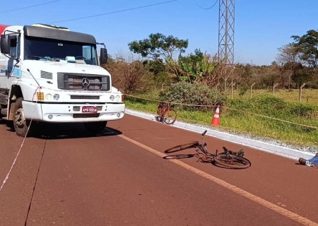 Ciclista morre atropelado por carreta em anel viário de Dourados