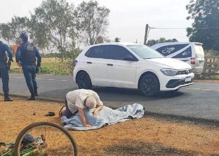 Ciclista morre atropelado por picape na MS-276 na região de Deodápolis