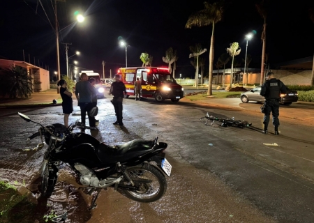 Adolescente entra em via preferencial, colide com moto e dois ficam feridos em Nova Andradina