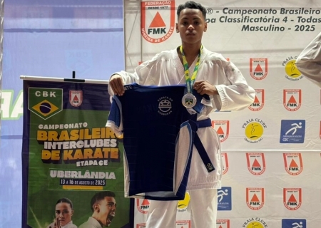 Atleta de Batayporã é vice-campeão Brasileiro de Karatê na Categoria Sub-21