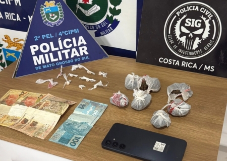 Jovem é presa em flagrante por tráfico durante operação em Costa Rica