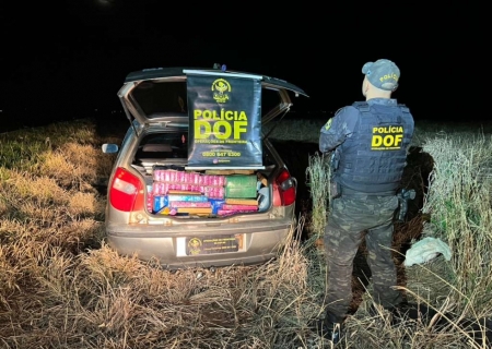 DOF recupera veículo furtado no Paraná com mais de 380 quilos de drogas em Amambai