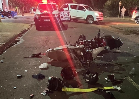Grave colisão entre motocicletas deixa três homens feridos em Maracaju