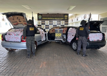 Em Rio Brilhante, DOF apreende dois carros abarrotados de cigarros