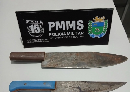 Homem é preso em flagrante por ameaçar companheira com arma branca em Nova Alvorada do Sul