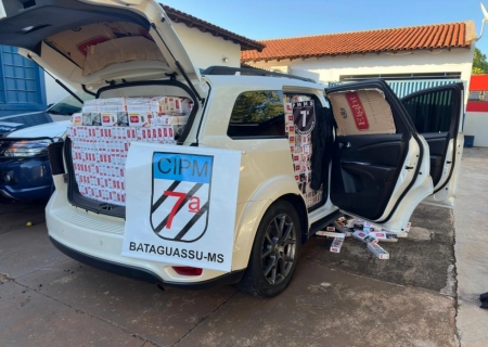 Perseguição policial termina com apreensão de carga milionária de cigarros na BR-267, em Bataguassu