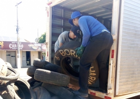 Batayporã recolhe mais de 2,5 toneladas de pneus em ação ambiental da Sademat