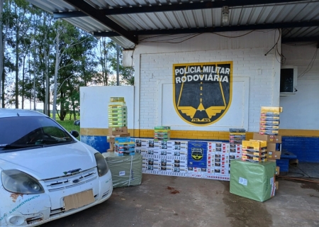 Veículo é abandonado após perseguição e carga de contrabando é apreendida na MS-164