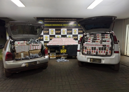 DOF apreende dois veículos com cigarros em entreposto de contrabando em Dourados