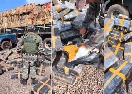 PMA apreende 1,7 tonelada de maconha em carreta de recicláveis em Mundo Novo
