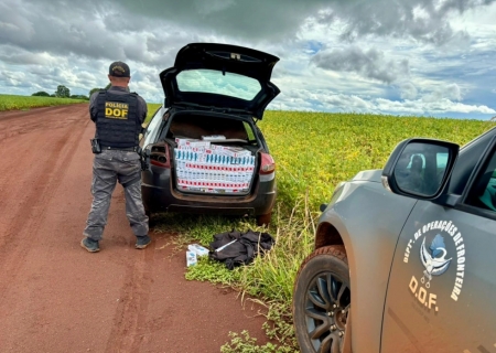 Carro carregado com cigarros é abandonado na região de Itaporã