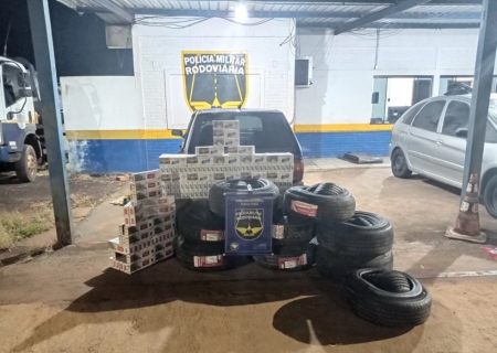 PMR apreende cigarros e pneus contrabandeados na MS-164 durante a madrugada