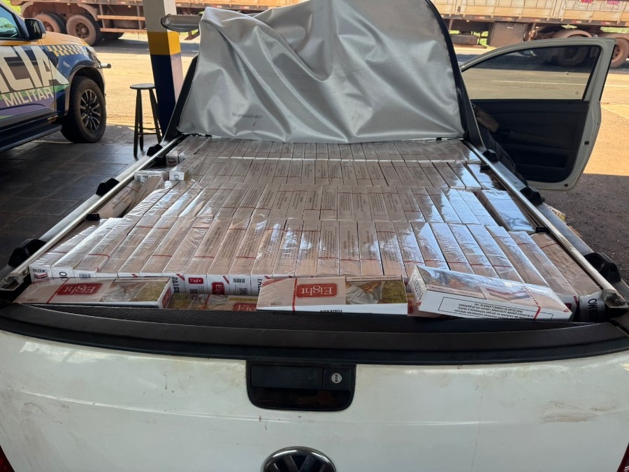 PMR apreende carga de cigarros contrabandeados na MS-480 em Anaurilândia