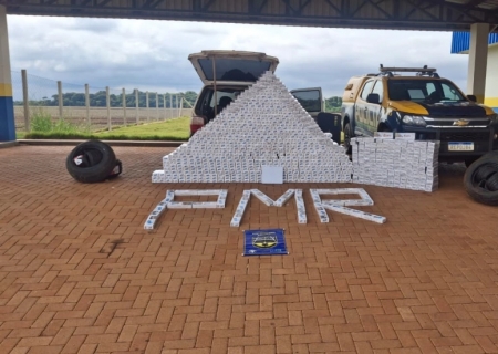 PMR apreende cigarros contrabandeados, pneus e Starlink na MS-162 em Maracaju